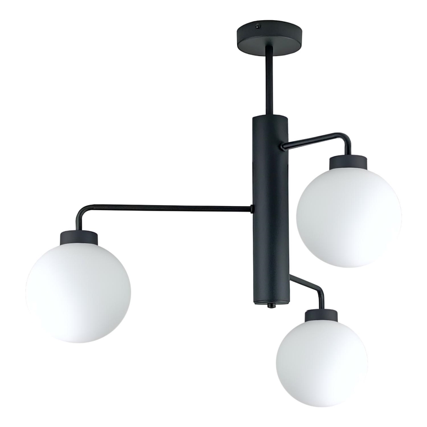 Luster na tyči FLEX 3xE27/60W/230V čierna/biela