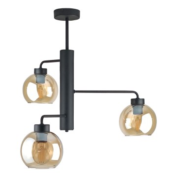 Luster na tyči FLEX 3xE27/60W/230V čierna/dymová béžová