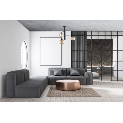 Luster na tyči FLEX 3xE27/60W/230V čierna/dymová béžová