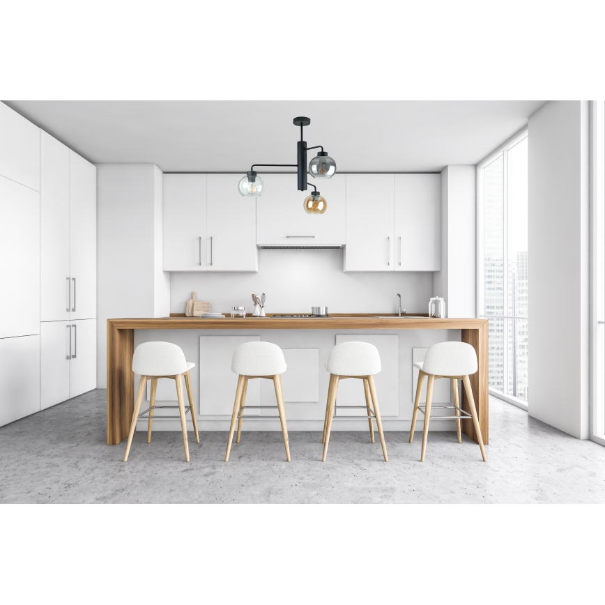 Luster na tyči FLEX 3xE27/60W/230V čierna/dymová čierna/dymová béžová/číra
