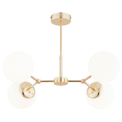 Luster na tyči FOTON  4xE14/40W/230V zlatá/biela