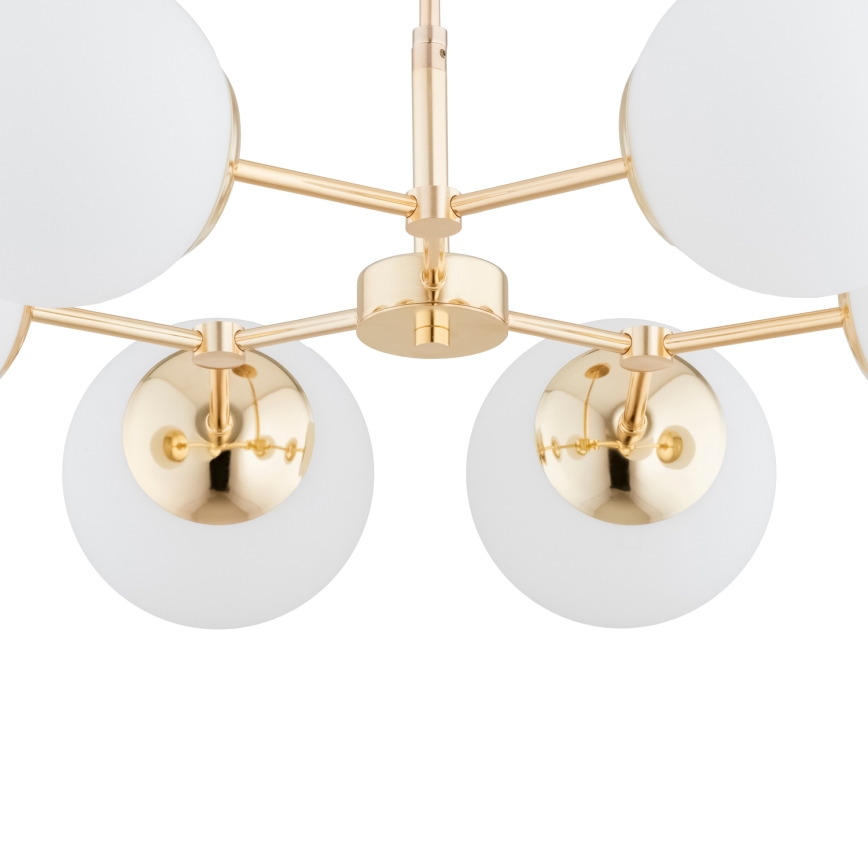 Luster na tyči FOTON  6xE14/40W/230V zlatá/biela
