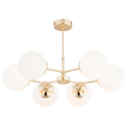 Luster na tyči FOTON  6xE14/40W/230V zlatá/biela