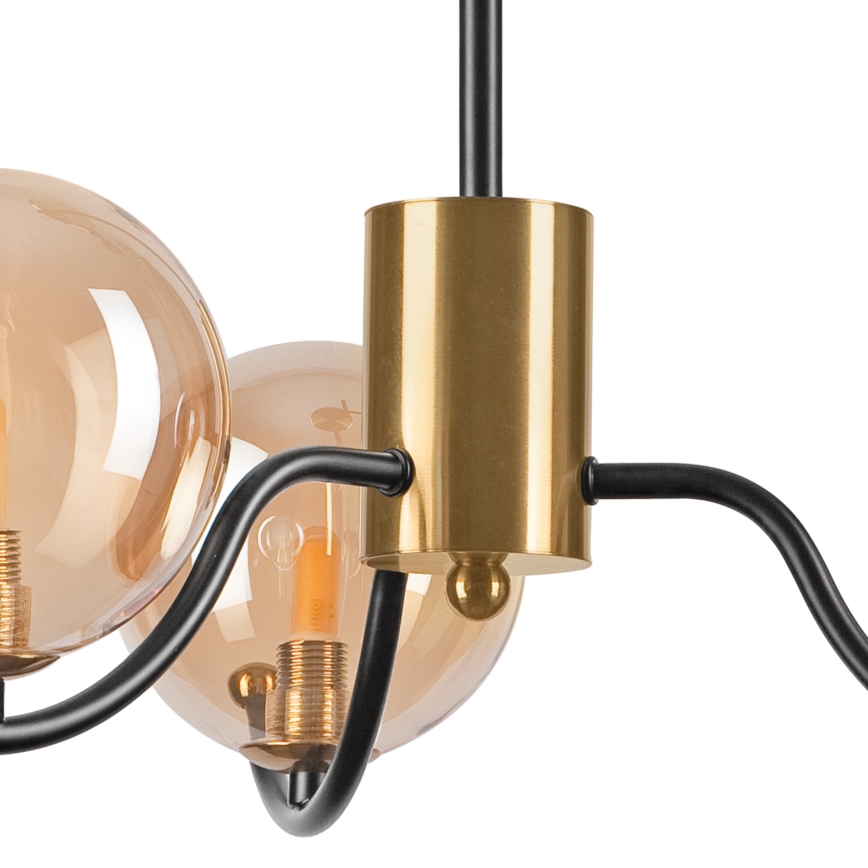 Luster na tyči GEORGIA 3xE14/5W/230V zlatá/dymová béžová