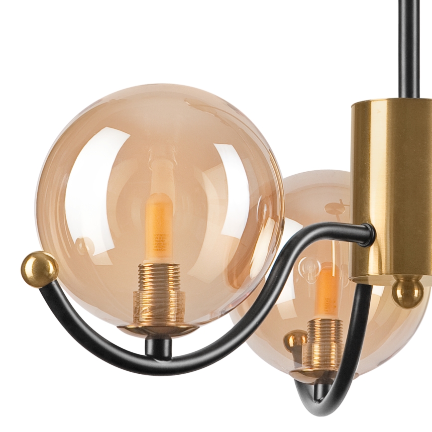 Luster na tyči GEORGIA 3xE14/5W/230V zlatá/dymová béžová