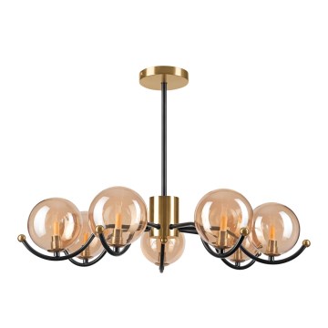 Luster na tyči GEORGIA 7xE14/5W/230V zlatá/dymová béžová