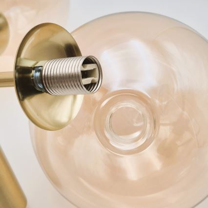 Luster na tyči GEORGIA 7xE14/5W/230V zlatá/dymová béžová