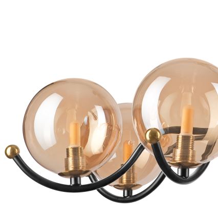 Luster na tyči GEORGIA 7xE14/5W/230V zlatá/dymová béžová