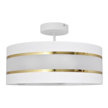 Luster na tyči HELEN 3xE27/15W/230V biela/zlatá