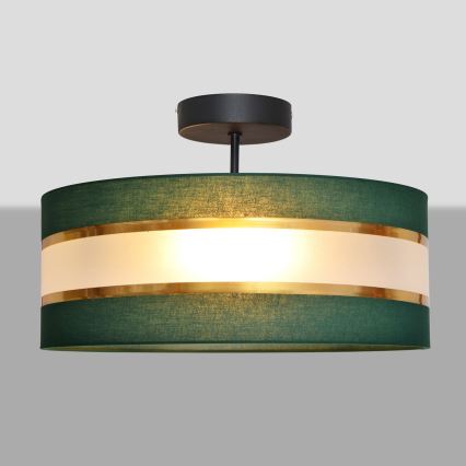 Luster na tyči HELEN 3xE27/15W/230V zelená/zlatá