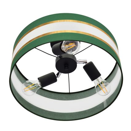 Luster na tyči HELEN 3xE27/15W/230V zelená/zlatá