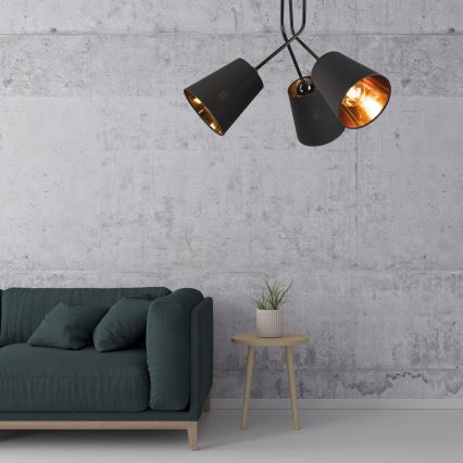 Luster na tyči IRMA 3xE27/15W/230V čierna