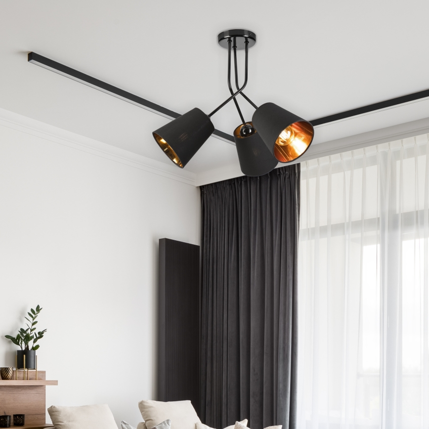 Luster na tyči IRMA 3xE27/15W/230V čierna