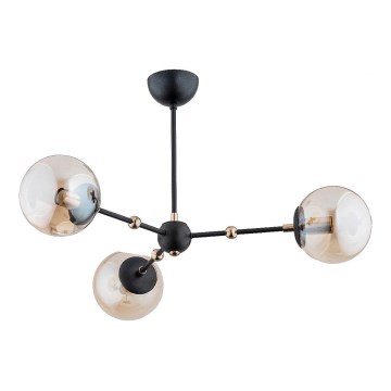 Luster na tyči ITORIS 3xE14/10W/230V čierna/zlatá