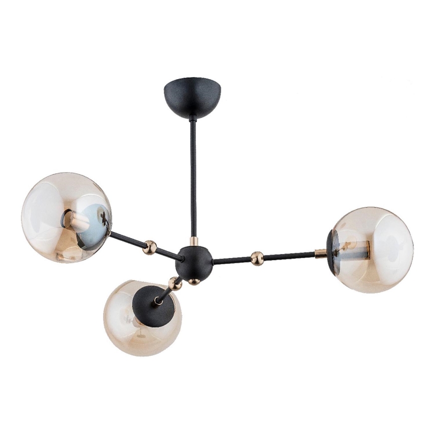 Luster na tyči ITORIS 3xE14/10W/230V čierna/zlatá