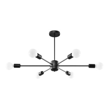 Luster na tyči LANGO 6xE27/60W/230V čierna
