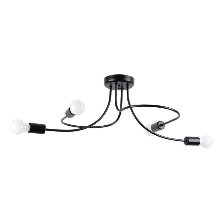Luster na tyči LEVAR 4xE27/15W/230V čierna
