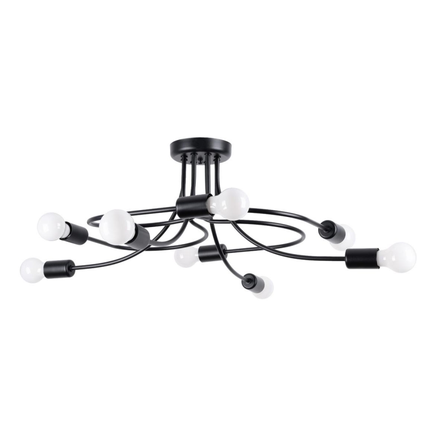 Luster na tyči LEVAR 8xE27/15W/230V čierna