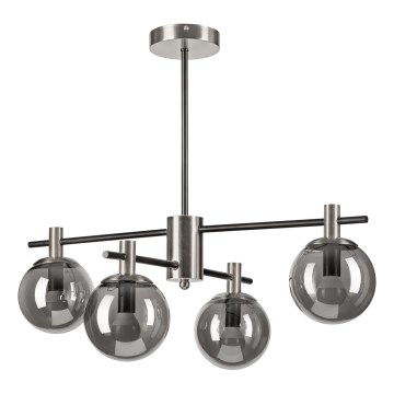 Luster na tyči LILOU 4xE14/5W/230V matný chróm/dymová