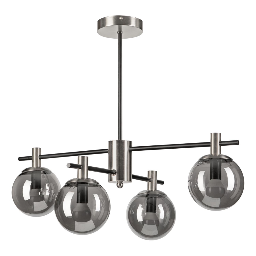 Luster na tyči LILOU 4xE14/5W/230V matný chróm/dymová