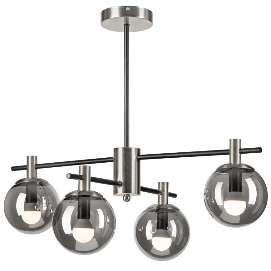 Luster na tyči LILOU 4xE14/5W/230V matný chróm/dymová