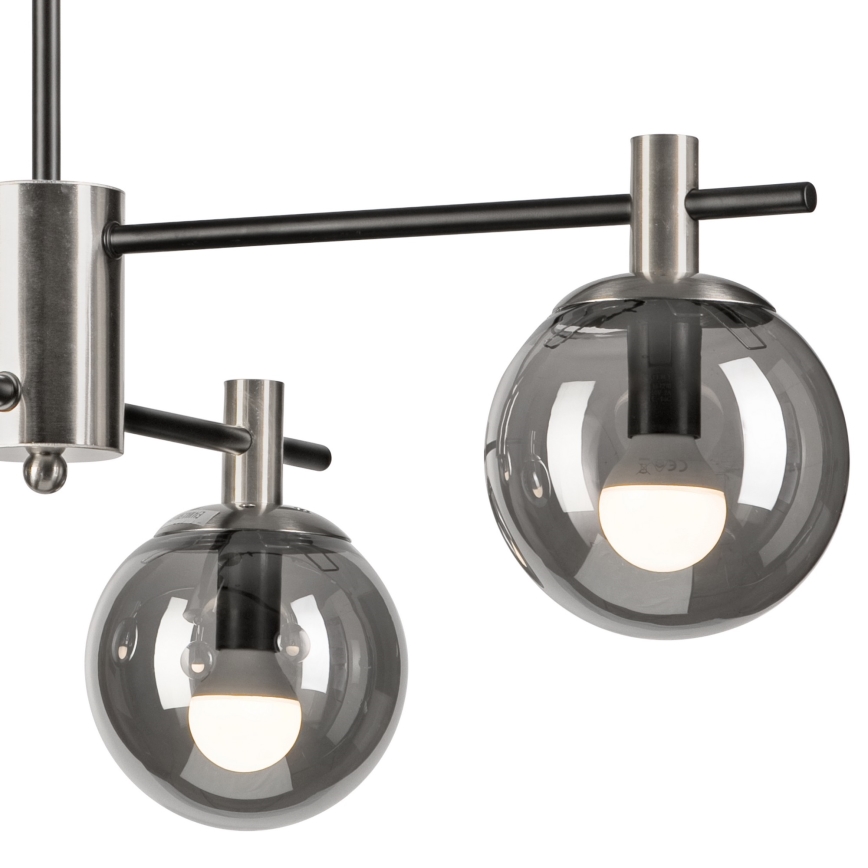 Luster na tyči LILOU 4xE14/5W/230V matný chróm/dymová