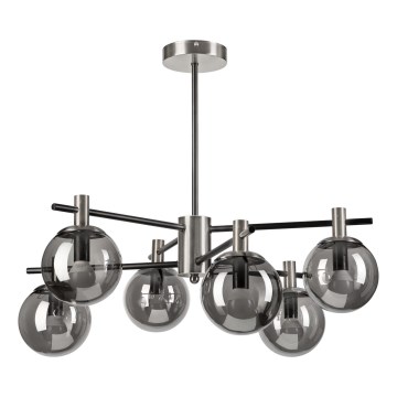 Luster na tyči LILOU 6xE14/5W/230V matný chróm/dymová