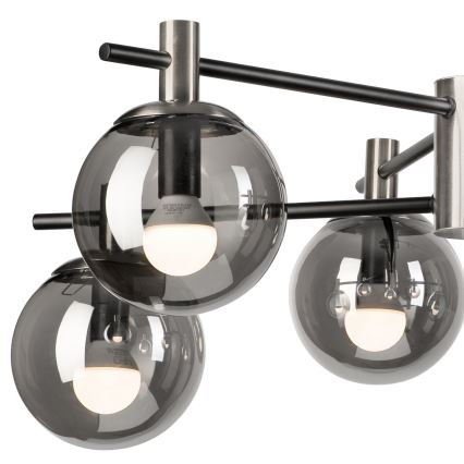 Luster na tyči LILOU 6xE14/5W/230V matný chróm/dymová