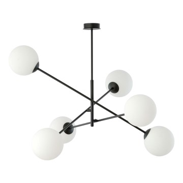 Luster na tyči LINEAR 6xE14/10W/230V čierna/biela