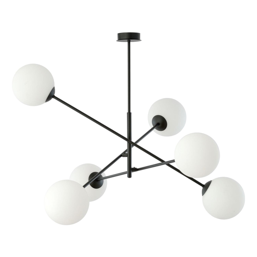 Luster na tyči LINEAR 6xE14/10W/230V čierna/biela