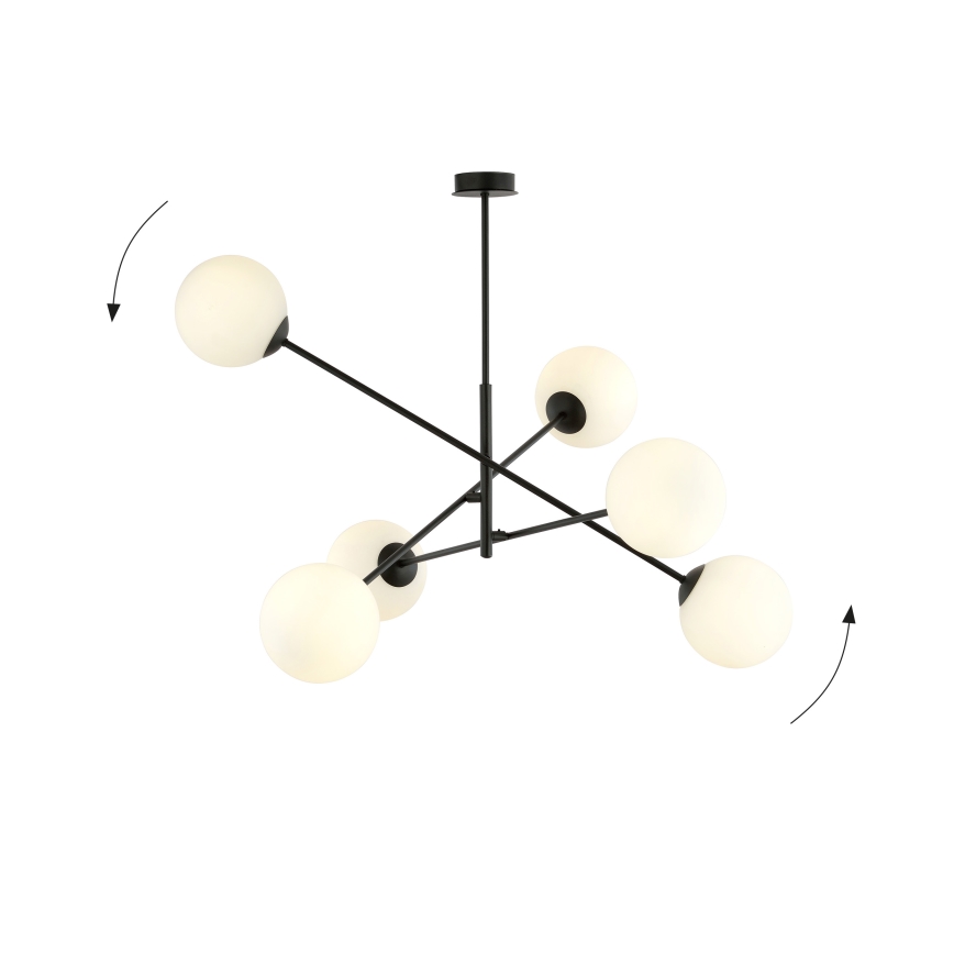Luster na tyči LINEAR 6xE14/10W/230V čierna/biela