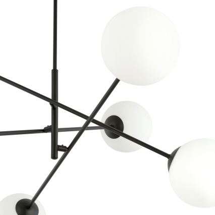 Luster na tyči LINEAR 6xE14/10W/230V čierna/biela