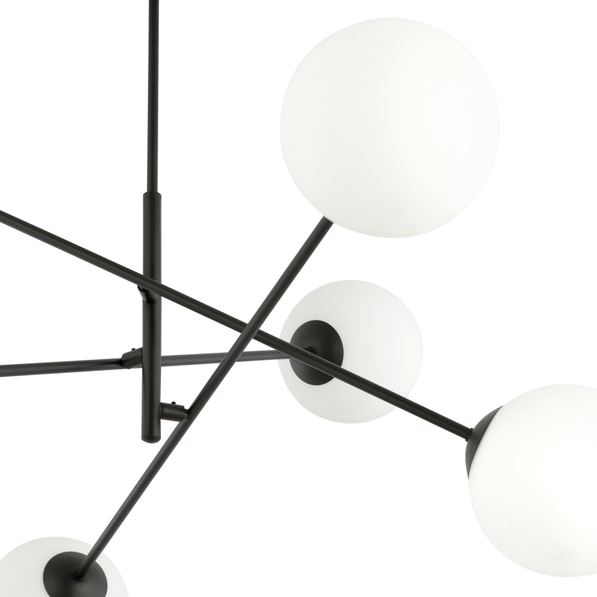 Luster na tyči LINEAR 6xE14/10W/230V čierna/biela