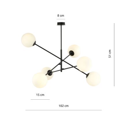 Luster na tyči LINEAR 6xE14/10W/230V čierna/biela