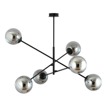 Luster na tyči LINEAR 6xE14/10W/230V čierna/šedá