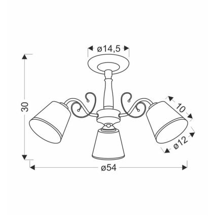Luster na tyči LOSANNA 3xE14/40W/230V mosadz