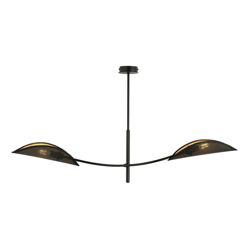 Luster na tyči LOTUS 2xE14/10W/230V čierna/zlatá
