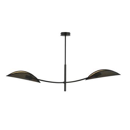 Luster na tyči LOTUS 2xE14/10W/230V čierna/zlatá