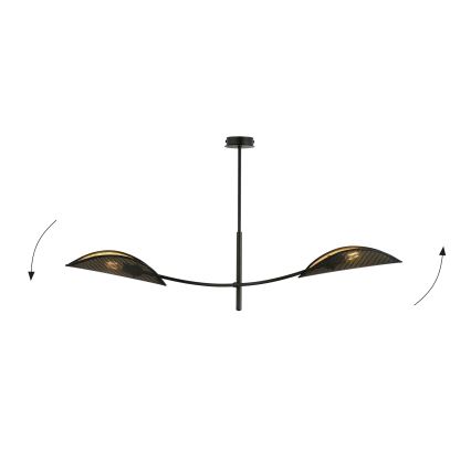 Luster na tyči LOTUS 2xE14/10W/230V čierna/zlatá