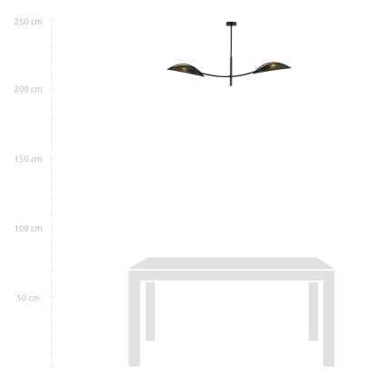 Luster na tyči LOTUS 2xE14/10W/230V čierna/zlatá