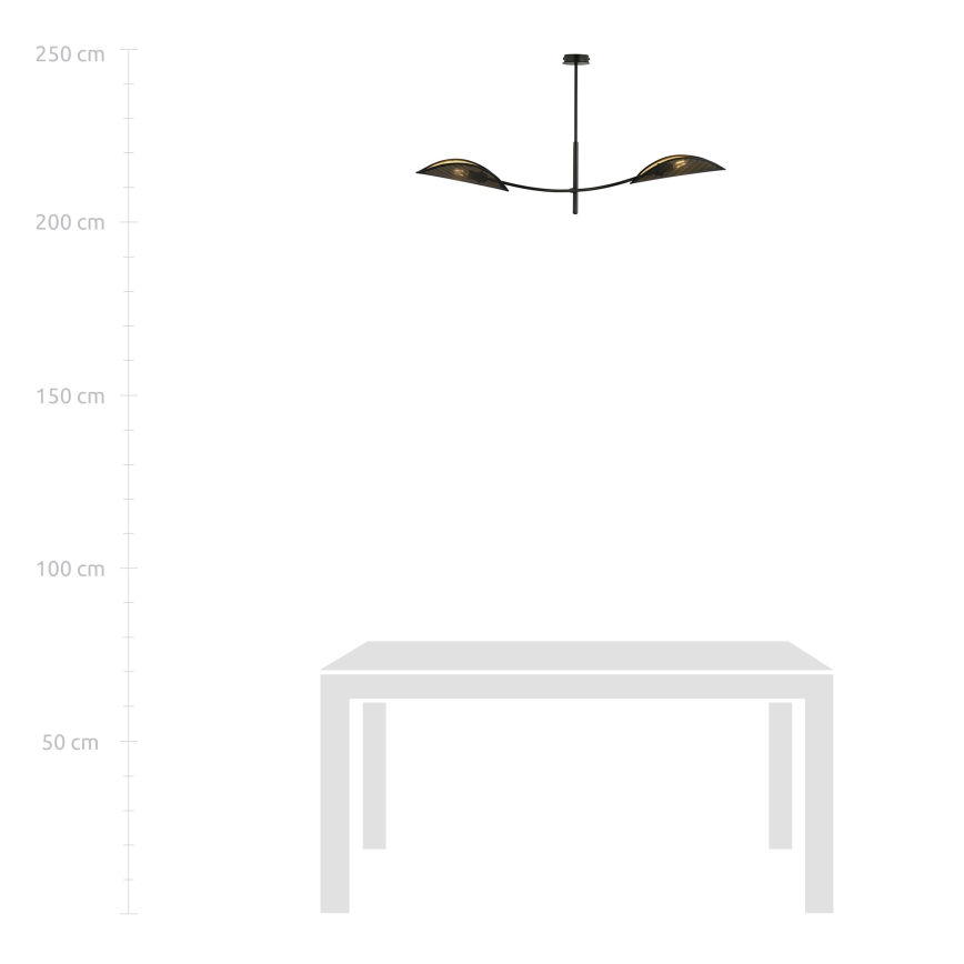 Luster na tyči LOTUS 2xE14/10W/230V čierna/zlatá