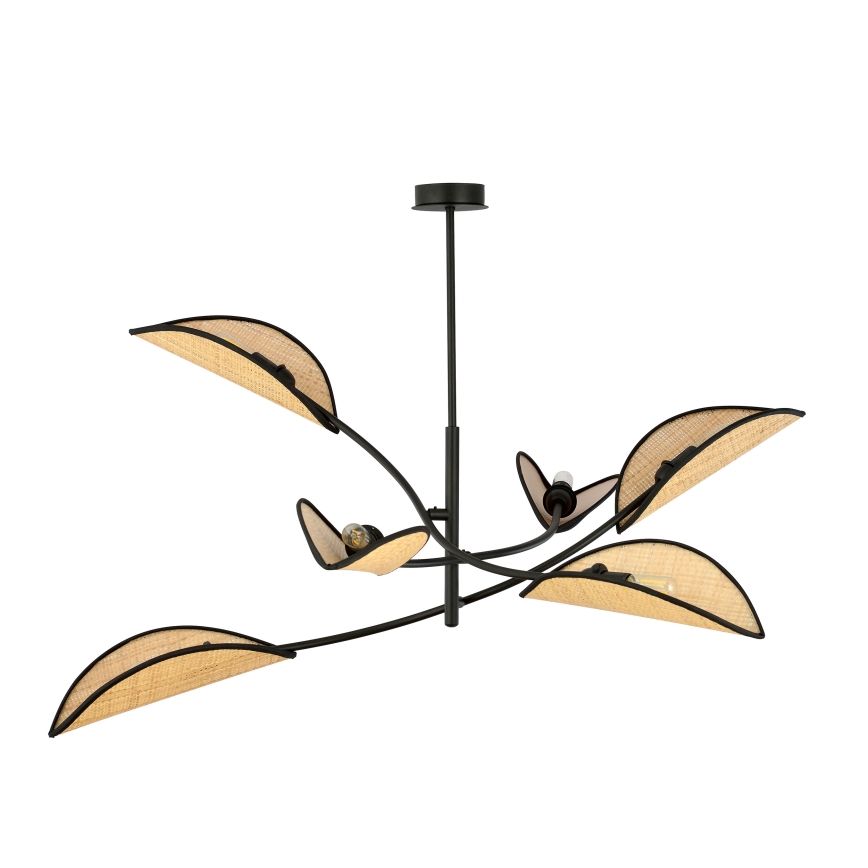 Luster na tyči LOTUS 6xE14/10W/230V čierna/béžová