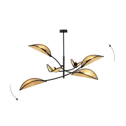Luster na tyči LOTUS 6xE14/10W/230V čierna/béžová