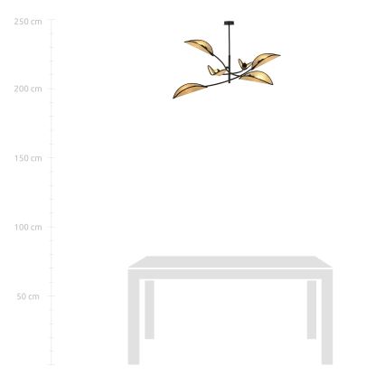 Luster na tyči LOTUS 6xE14/10W/230V čierna/béžová