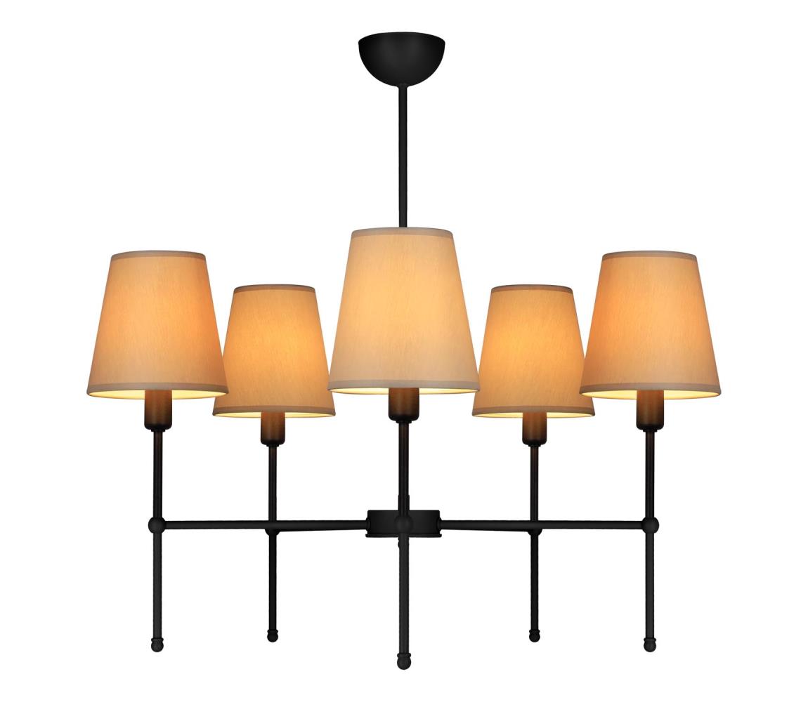 Luster na tyči MADELA 5xE14/40W/230V béžová/čierna 0149