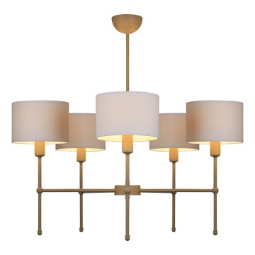 Luster na tyči MADELA 5xE14/40W/230V biela/béžová