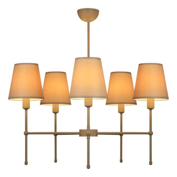 Luster na tyči MADELA 5xE14/40W/230V biela/béžová