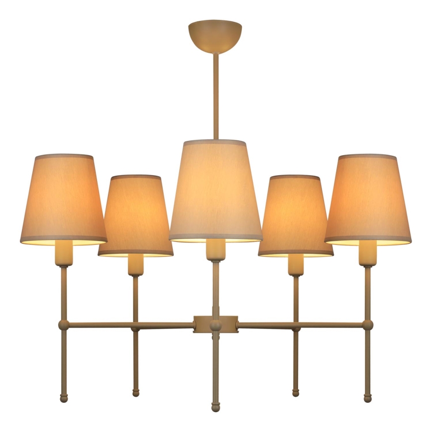 Luster na tyči MADELA 5xE14/40W/230V biela/béžová