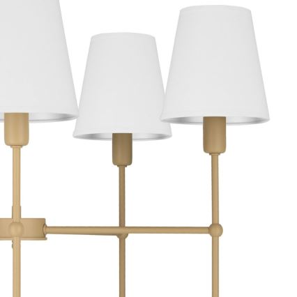 Luster na tyči MADELA 5xE14/40W/230V biela/béžová