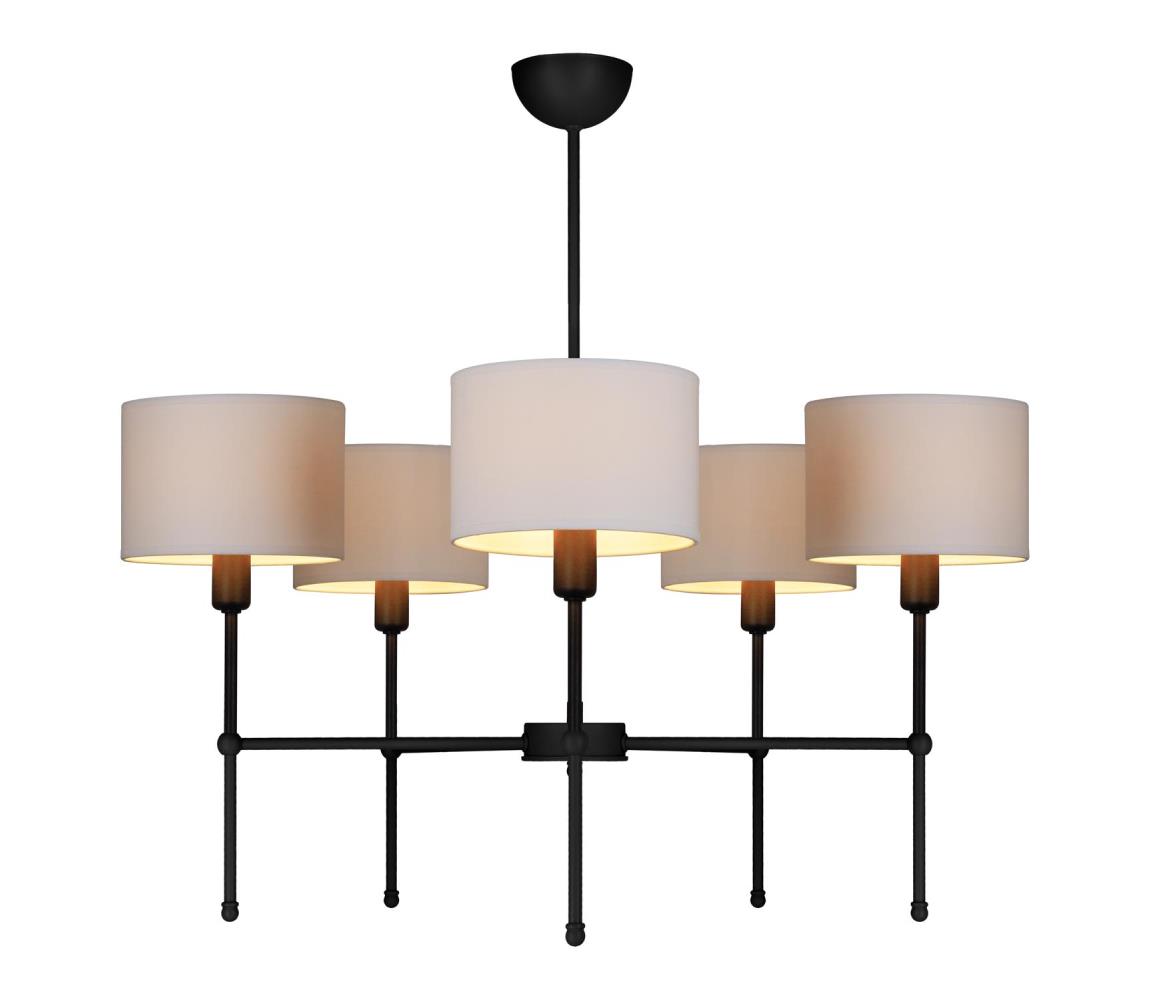 Luster na tyči MADELA 5xE14/40W/230V biela/čierna 0098